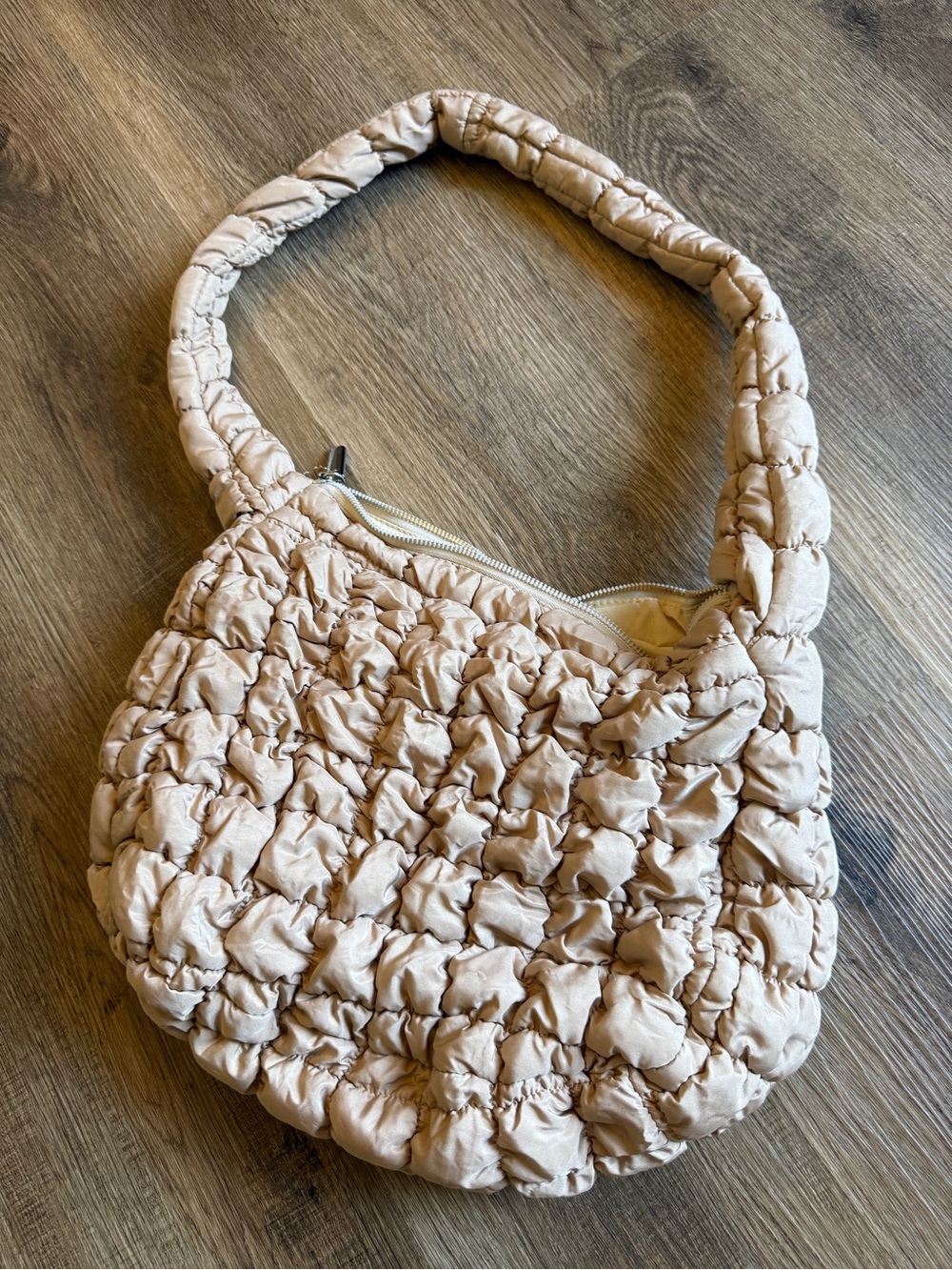 Beige Quilted Shoulder Bag